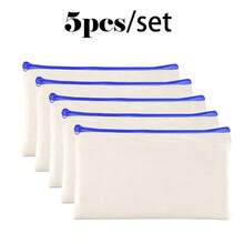 5/10/20/50 pièces Sacs en tissu vierges DIY, Trousse de maquillage, Trousse à crayons portable, Sac à cosmétiques à rouge à lèvres, Organisateur de toilette mode personnalisé, Porte-documents multi-usages, Porte-crayon, Porte-monnaie - Beige - Voir 14