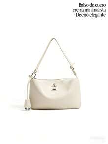 French Baguette Shoulder Bag For Women, Spacious Handbag, New Luxury Bag Made Of High-Quality Genuine Leather For Women - 米色大號 - 查看 3