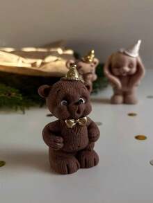 1pc 3D Cute Bear Blowing Candle Figurine Resin Mold, DIY Cement Clay Gypsum Backhand Bear Decor Resin Casting Mold - Home Decor Mold, Wedding Birthday Creative Gift Figurine, Handmade Casting Essential Mold - White - View 8