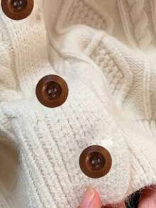 Casual Button Textured Knit Sleeveless Sweater Top - Apricot - View 6