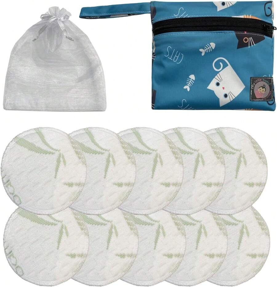 MLB 10 Almohadillas Protectores de Lactancia PUL Orgánicos.Viene con 1 Bolsa de PUL con 2 bolsillos separados interiores para sucias y limpias + Bolsa para guardar. - 1 - Ver 1