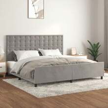 vidaXL Bettgestell Ohne Matratze, Hellgrau, 200x200 Cm, Samt - Grey - View 1