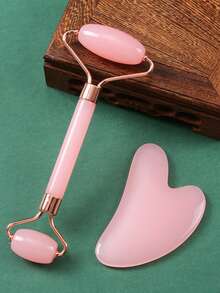Dual-Head Facial Massage Roller & Heart-Shaped Gua Sha Board, Unisex Facial Massage Tool, Can Reduce Redness, Eliminate Puffiness, Soothe Smooth Skin, Suitable For Facial, Eye And Neck Care