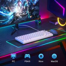 MAGEGEE TS68 60% 紧凑型有线键盘，61 键，RGB 背光，小型便携式薄膜键盘，适用于 Windows PC、笔记本电脑和游戏本。 - 黑色 - 查看 5