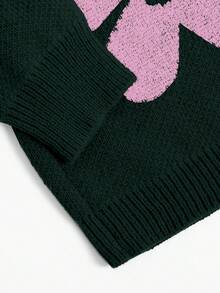 Cardigan tricotat cu model floral jacquard pentru femei, mărime mare, pulover versatil cu mânecă lungă, cadou de Ziua Îndrăgostiților, purtare zilnică