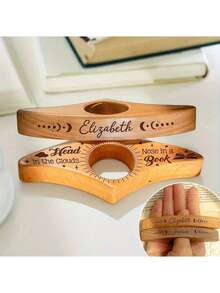 Personalised Wooden Bookend, Desk Ornament, Handcrafted Reading Stand, Timber Decorative Piece, Ideal Gift For Avid Readers, Distinctive Christmas Present, One-Handed Reading Support, Perfect For Quick Page-Turning, Ideal For Office Spaces And Book Enthusiasts, Book Lover's Accessory | Openwork Timber Surface - Multicolor - View 3