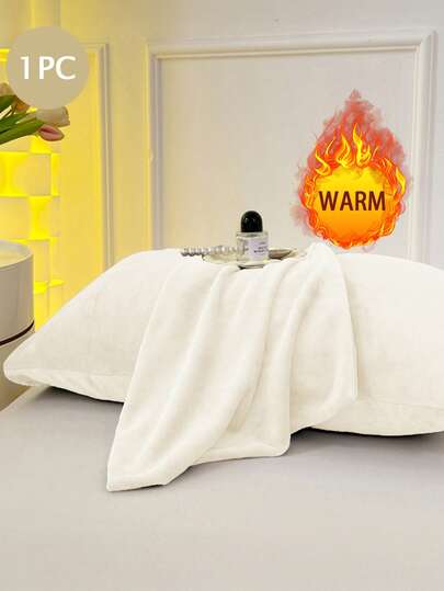 1pc Autumn/Winter Plush Crystal Velvet Flannel Pillowcase, Solid Color Minimalist, Super Soft & Breathable, Simple & Fashionable For Daily Life, Student Dorm, Pillowcase (Pillow Insert Not Included), Bedding, Hotel, Home Goods