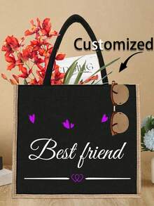 1pc Customized Linen Bag Your Own Design Women Custom Tote Bag For Shopping Linen Bags,Unique Design (Photo, Landscape, Illustration), Foldable, Large Capacity, Lightweight, Stylish, Personalized Tote Bag, Shoulder Bag, Casual Shopping Bag,Tote Bags Initial Classic Present Bag Personalized For Wedding, Birthday, Beach, Holiday Letter Multifunction,Lightweight,Functional,Foldable,Practical Fashionable,Colorful,Adorable,Contracted,Minimalist,Leisure,Business Casual Custom,Unique,Personalized Finds,Winter Fashion,Christmas/Holiday Gift,Travel Bag,Tote Bag Large,Personalized Gifts For Women Ideal Gifts For Her Family,Friends,Girlfriend For Anniversaries,For Birthdays,For Christmas,For Winter,For Fall/Autumn,For Holiday/ Vacation,For Outdoors/Outings/Travel/Hiking/Stadium/Sports/Climbing,Customized Women Shoulder Bags,Street Casual Chic - Khaki - View 9