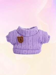 Doll Clothes Outfit Suitable For 17cm Pendant Keychain Doll Plush Doll, Cute Sweater Set Doll Accessories, Purple - Purple - View 4