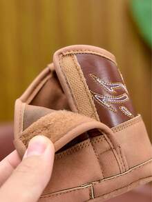 0-1 Year Old Infant Boots, Casual Soft Sole High-Top Side Hook And Loop Infant Shoes, Suitable For Daily Indoor And Outdoor Activities, Autumn/Winter - Brown - View 6