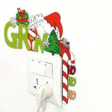 1pc Christmas Party Atmosphere Hanging Wooden Door Frame Decoration Green Monster Switch Sticker Door Corner Wall Sticker - 彩色 - 查看 7