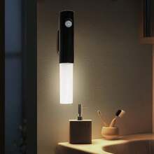 New Magnetic Rechargeable Night Light, Motion Sensor Lamp, Charging Bedside Lamp For Bedroom, Living Room, Bathroom, Smart Human Body Induction Light, Self-Adhesive Hill Atmosphere Lamp For Stairs, Indoor, Outdoor, Balcony - One-piece Wall Lamp, Black - View 5
