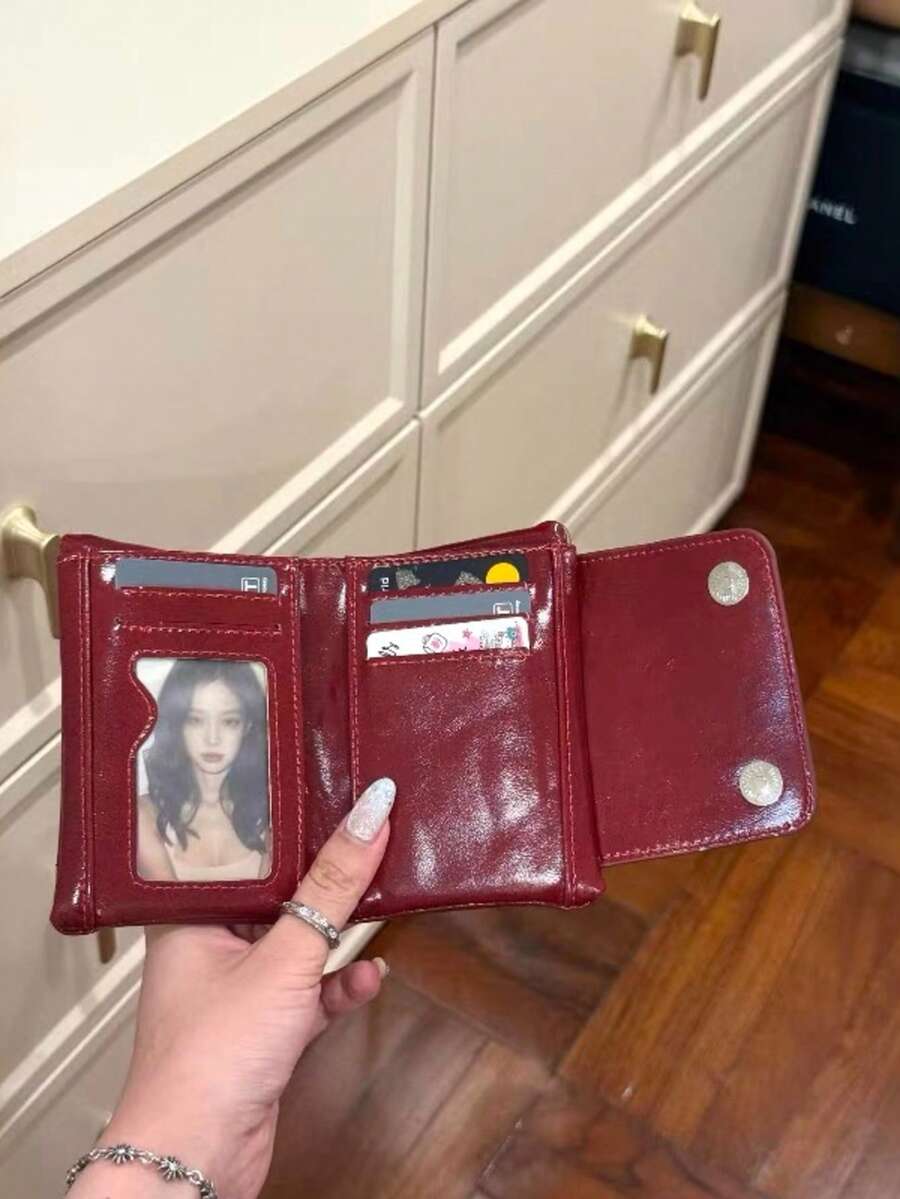 Cartera de identificación transparente de estilo vintage Y2K, versátil, con soporte para pasaporte suave y conveniente para compras diarias, viajes, fiestas y regalos. Pequeña cartera, monedero, tarjetero para mujer.