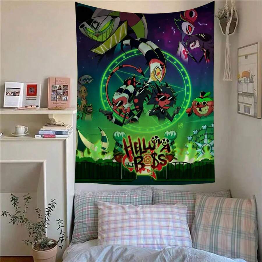Cartoon Tapestry Anime Tapestry Hanging Tarot Hippie Wall Rugs Dorm Wall Hanging Sheets - 彩色 - 查看 1