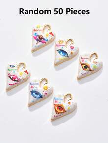 2/50pcs Random Multi-Color Fashionable Dark Heart & Devil's Eye Pendant, Suitable For DIY Necklace, Bracelet, Earring, Keychain, Phone Chain, Couple Gift Jewelry Making - Multicolor - View 32