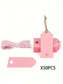 100个粉色标记标签，牛皮纸礼品标签，镂空心形婚礼回礼标签，带麻绳，适用于情人节、节日、珠宝、价格标签等。粉色节日吊牌，可作姓名标签、珠宝吊牌、价格标签等，是圣诞节的完美礼物标签。空白标签可用于给礼品、珠宝、服装定价，也可作商品价格标签、服装标签、生日礼物包装、派对礼物标签等。情人节适用。 - 粉色 - 查看 9
