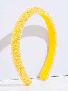 1pc Fashionable Rhinestone Decorated Headband,Hairband,Hair Hoop Headbands - Yellow - View 4