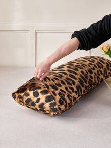 1pc 100% Premium Brown Leopard Print Pillowcase Without Filler Soft Breathable Pillow Covers With Envelope Closure Throw Pillow Cover For Bed Home, For Sofa, Living Room Farmhouse Style 20"X54"- Pillowcase Decor Pillocase, Gifts For Women&Men ,Insert Not Included, Machine Washable - Brown - View 2