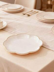 1个象牙色蕾丝边托盘，多功能水果托盘，适用于餐桌装饰、家居厨房餐盘 - 奶白花邊盤 - 查看 5