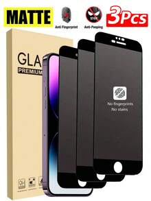 3pcs Matte Ceramic Privacy Screen Protector, Full Coverage, Protects Privacy, Anti-Scratch, Compatible With X/XR/11/12/13/14/15/16/17/17 Air/17 Pro/17 Pro Max Series - Black - View 18