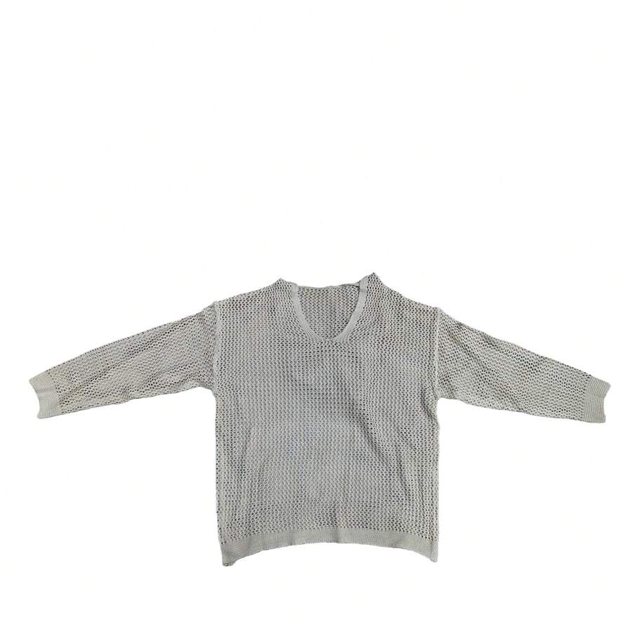 Plus Size Women's Solid Color Drop Shoulder Long Sleeve Hollow Hooded Sweater, Casual For Autumn - Apricot - View 1