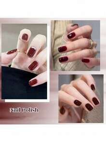 Mtssii 1瓶15毫升酒红色水性指甲油，可撕拉式，无异味，快干，无需烘烤，持久耐用，适合日常美甲，多种颜色可选，适用于家庭和美甲沙龙美甲用品。 - 酒紅色 - 查看 7