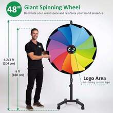 48" Large Giant Spinning Prize Wheel W/Mobile Base, Customizable Logo Prize Wheel Spinner With Stand For Trade Show Coercial Brand Opening Events Carnival, Breeze 12 Slots,31254298 - 紅色 - 查看 2