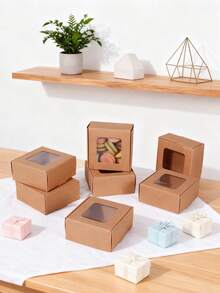 12/6pcs Soap Boxes For Homemade Packaging, Small Kraft Paper Snack Boxes With Window Display, For Candy, Bread, Soap Making, 3.7 X 2.6 X 1.4 Inches (Brown)