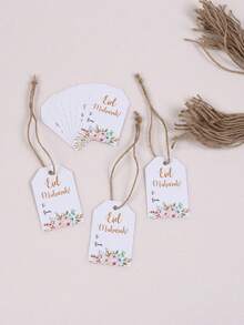 30 Stücke/50 Stücke/100 Stücke/200 Stücke Eid Mubarak Geschenkanhänger, bunte Blumenmuster Eid und Ramadan Party Dekorationen, goldene Akzente, unverzichtbar für DIY Geschenkverpackung