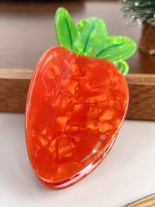 可爱蔬果发夹套装，胡萝卜、番茄、蘑菇造型亚克力发夹，趣味卡通食物发饰，适合女孩和女士，防滑夹爪，日常佩戴，打造可爱发型，优雅时尚发夹 - 彩色 - 查看 6