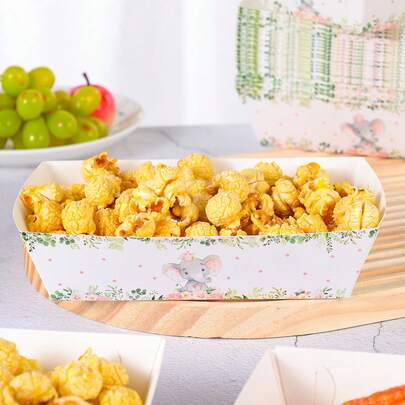 10/24pcs Red Flower Elephant Disposable Food Boxes, Fries Boxes, Popcorn Boxes, Snack Boxes, Birthday And Family Gathering Party Decorations, Suitable For Bakeries, Burger Restaurants, Movie Theaters Takeout Boxes