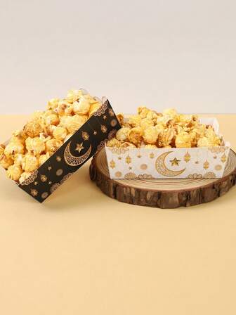 12pcs Ramadan Paper Tray, Black Gold/ White Gold Moon Lantern Pattern Party Favor Snack Tray,Ramadan Food Tray, Eid Mubarak Decoration, Ramadan Kareem Decor, Eid Paper Serving Tray, Dessert Tray, Party Platter, Ramadan Decoration For Home,Kitchen Table Decor, Disposable Food Containers For Chips, Popcorn And Snacks, Ramadan Mubarak Islam Advent Day, Ramadan Party Supplies