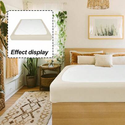 1pc Milk Silk Wrap-Around Bed Skirt, Solid Color Or Printed, 4-Sided Elastic Bed Wrap, Suitable For Bedroom Home Decor