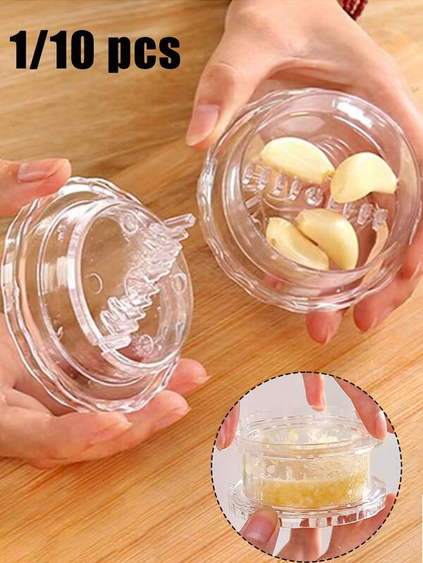 Large Garlic Grinder Tool - Plastic Manual Garlic Crusher Press, Mini Kitchen Gadgets For Grinding Garlic, Onions, Ginger, Nuts & Vegetables | Portable Handheld Food Grinder For Cooking, Salad, Meal Prep | Ideal New Year Gifts, Housewarming, Unique Home Kitchen Essentials (Easy Clean)