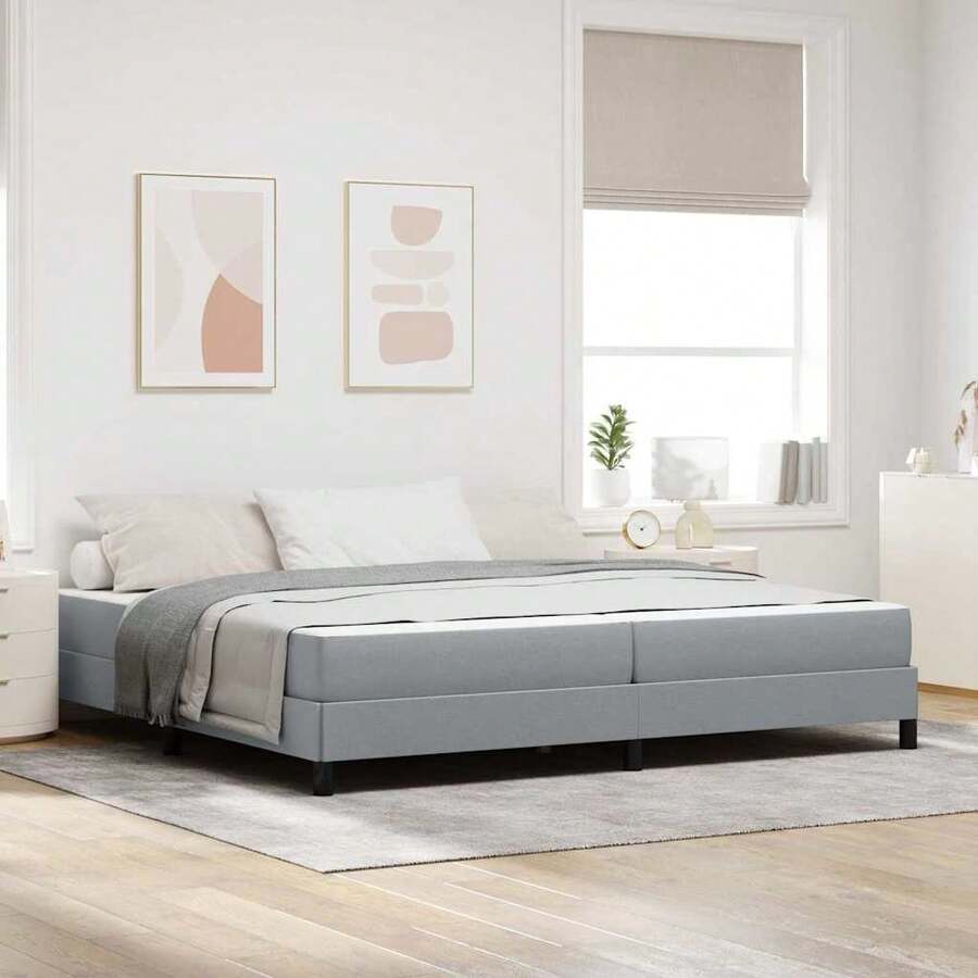 vidaXL Boxspringbett Mit Matratze, Hellgrau, 200 X 200 Cm, Stoff - Grey - View 1