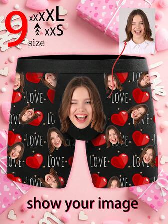 1 Pair Custom Boxers For Men, As Well As Customizable Character Patterns. 9 Sizes From XXS To XXXXL, Sweet And Romantic Long Men's Underwear, Valentine's Day Gifts, Christmas Presents, Couple Gifts, Wedding Gifts, Boyfriend Gifts, Bestie Gifts, Daily Outfits & Pajama Matching