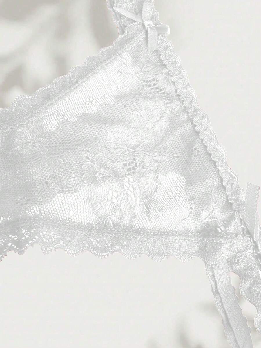 1pc Customized Crystal Letter Sexy Lace Personalized Name G-String, Bikini T-Back Lingerie, Gift For Girlfriend, Wife, Valentine's Day, Christmas, Halloween, Thanksgiving, Birthday ,Glam Night Edit, Rhinestone Initial - White - View 1