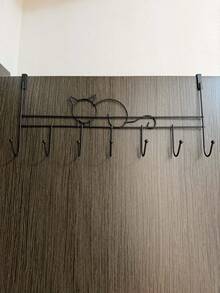 1pc 7-Hooks Over The Door Organizer Hooks, Metal Material, Wall Mounted Rack, Coat Hanger, Towel Rack, Storage Hang Rack, Wall Decor Frame, Perfect For Hanging Towels, Clothes, Hats, Wallets And Bathrobes, Home Decor, Furniture Storage - Black - View 19