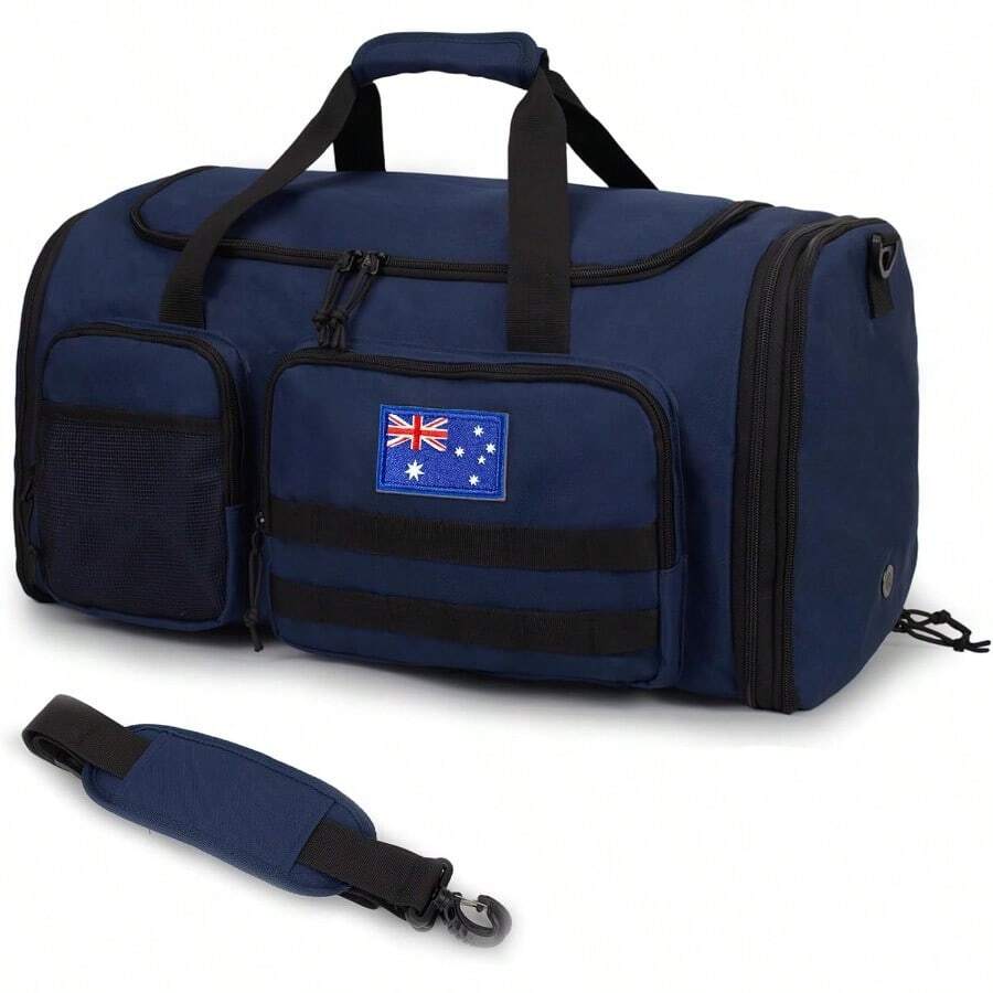 Tactical Duffle Bag For Travel Expandable 52L Large Duffle Bag For Men Gym Duffel With Wet Pocket Multi-Functional Carry On Bags Weekender Overnight Bag Organizer Duffel Bag For Travel