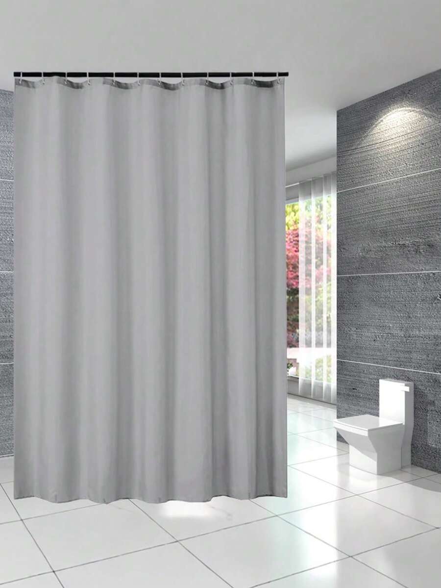 1pc Gray PEVA Shower Curtain, Modern Minimalist Solid Color, Waterproof Mildew-Proof, Bathroom Divider, Comes With Hooks, Suitable For Hotel And Bathroom Bathroom Accessories Bathroom Tools