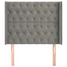 vidaXL Kopfteil mit Ohren hellgrau 103x16x118/128 cm Samt - Grigio - Visualizzare 3
