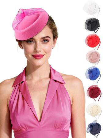 1pc Fascinators Hats Women's Tea Party Hat Kentucky Derby Hats Pillbox Cocktail Wedding Bridal Fascinators For Women, Tiny Hats, Mini Cap, Mini Fascinator