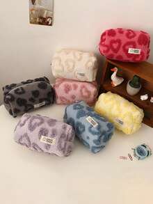 1PC Sweet Portable Heart-Shaped Storage Bag, Exquisite Desktop Decoration, For Storing Cosmetics And Study Supplies, Vintage Valentine's Day Gift - Multicolor - View 11