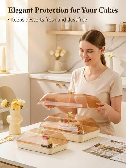 1pc Thick Anti-Scratch PET Transparent Food Cover - Rust-Resistant Self-Service Cover, Suitable For Catering, Banquets And Events - Durable Plate Protector Cover, Applicable For Holiday Gatherings, Displays, Insect And Dust Protection