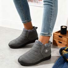 FZY 2026 Winter New Women's Ankle Boots And Short Boots. High-Contrast Color Flat Shoes. Comfortable, Versatile, And Slip-Resistant Winter Footwear Suitable For Daily Work, Commuting, And Leisure. Extremely Practical Winter Wear, Essential For Women. A Perfect Valentine's Day Gift Choice - Elegant Mujer Shoes; Stylish Wedding Shoes, Warm And Comfortable - Elegant Mujer Shoes. - 灰色 - 查看 4