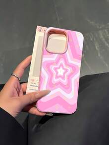 Funda para teléfono con estampado de estrellas rosas, compatible con teléfonos ,  17,  16 Pro Max,  15 Pro Max,  13 y  12. Fabricada en TPU para una protección eficaz contra golpes y caídas. Un regalo ideal para familiares, amigos, seres queridos, parejas y para Navidad. - Rosa - Ver 1