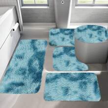 Three-Piece Bathroom Floor Mat Carpet, Tie-Dyed Mixed Color Bathroom Mat Is Soft, Comfortable And Absorbent, Machine Washable, Suitable For Bathroom Shower Room - 5件裝-藍色 - 查看 4