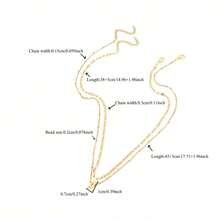 2Pcs/Set New Initial Pendant Golden Stainless Steel Lip Chain Bead Chain Layered Choker Necklaces For Women - Yellow Gold - View 2