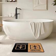 1pc Airplane Arrival/Departure Pattern Doormat - Absorbent Polyester Flannel Mat With Non-Slip PVC Backing, Quick Drying, Suitable For Entryway, Kitchen, Bathroom - Durable And Easy To Maintain Home Decor Rug - Multicolor - View 10