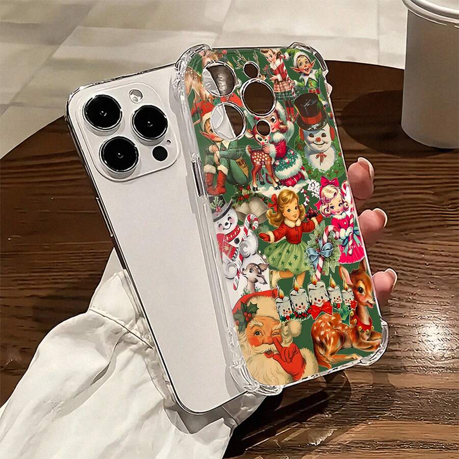 Funda transparente para teléfono con diseño navideño de personajes y ciervos, resistente a caídas en las cuatro esquinas, compatible con teléfonos , 17, 16 Pro Max, 15 Pro Max, 13 y 12. Fabricada en TPU para una protección eficaz contra golpes y caídas. Ideal para regalar a familiares, amigos y seres queridos en estas fiestas. - transparente - Ver 1